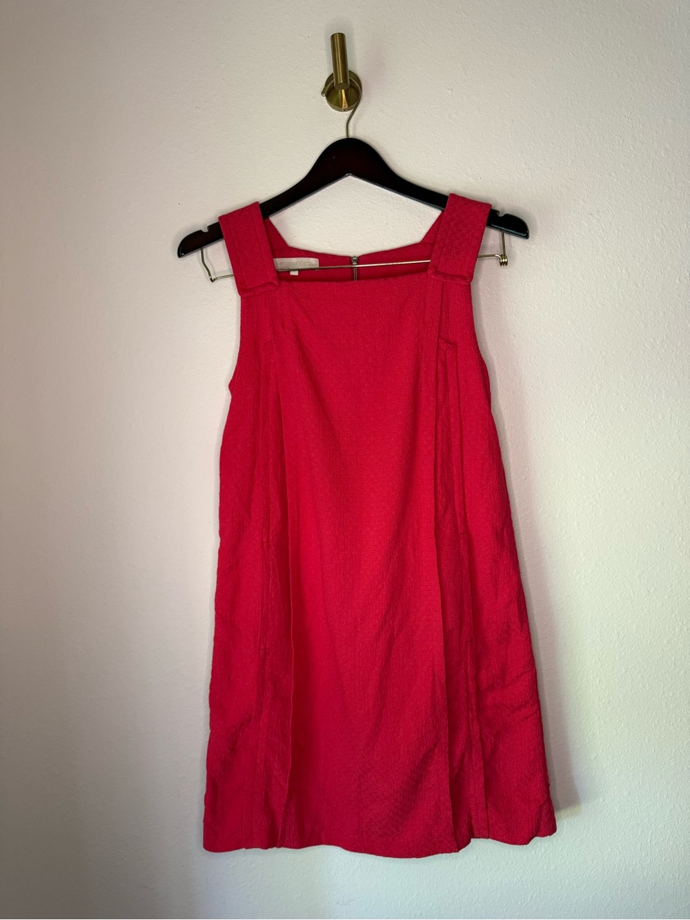 Vanessa Bruno Pink Textured Cotton Silk Trim Shift Mini Dress size S